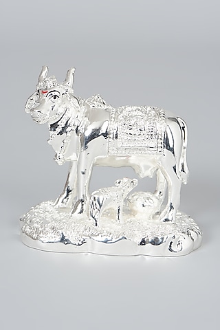 Silver Plated Resin Cow Figure by Assemblage