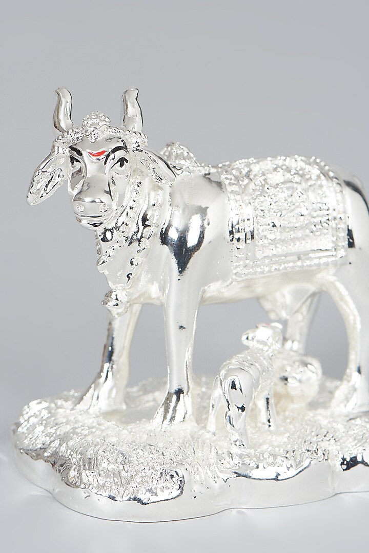 Silver Plated Resin Cow Figure by Assemblage at Pernia's Pop Up Shop