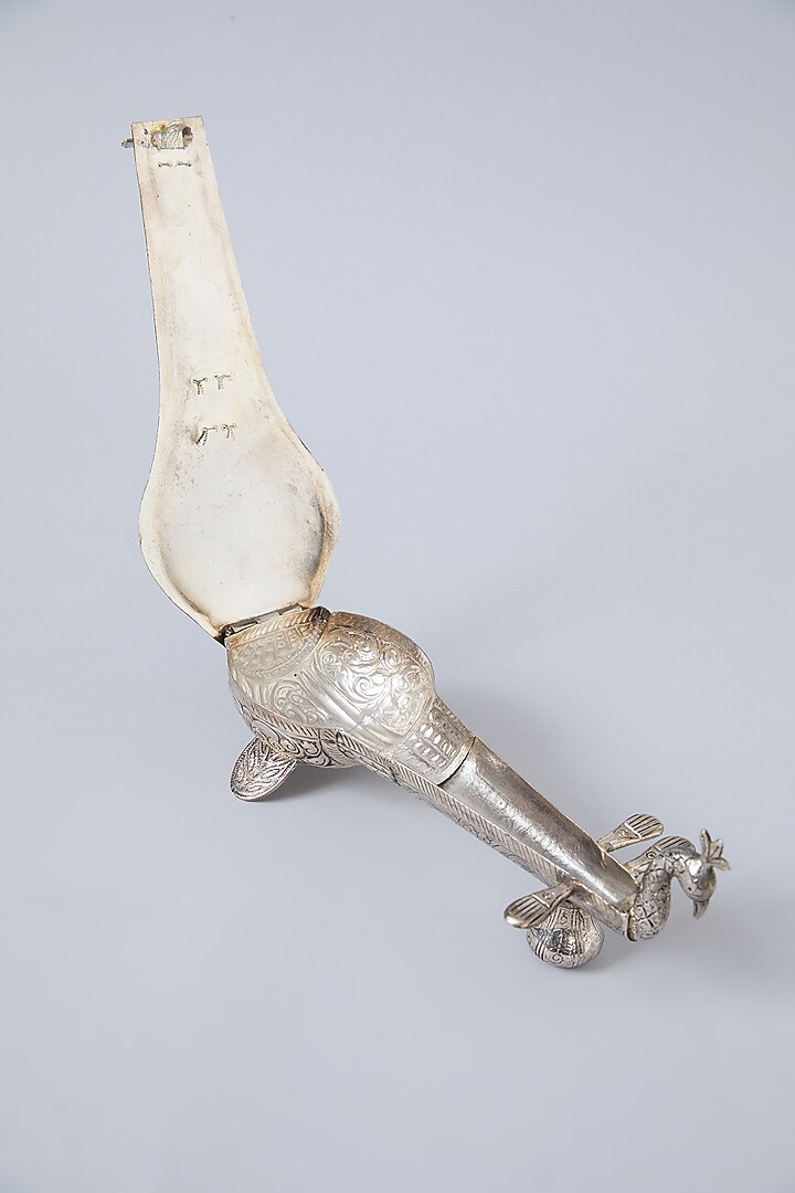 Silver Brass Hand Carved Sitar Condiment Box by Assemblage at Pernia's Pop Up Shop