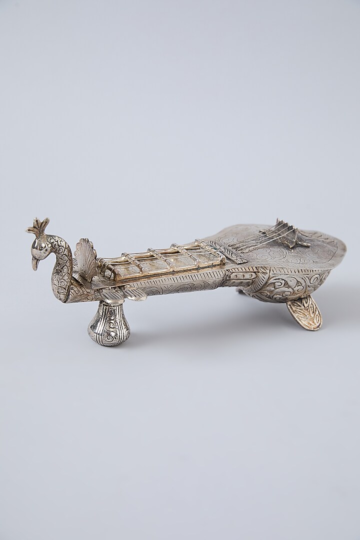 Silver Brass Hand Carved Sitar Condiment Box by Assemblage at Pernia's Pop Up Shop