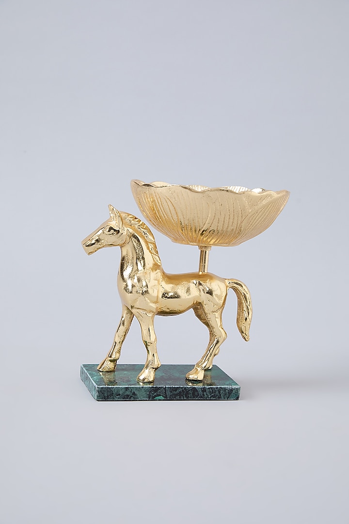 Gold Aluminiu & Stone Horse Bowl by Assemblage