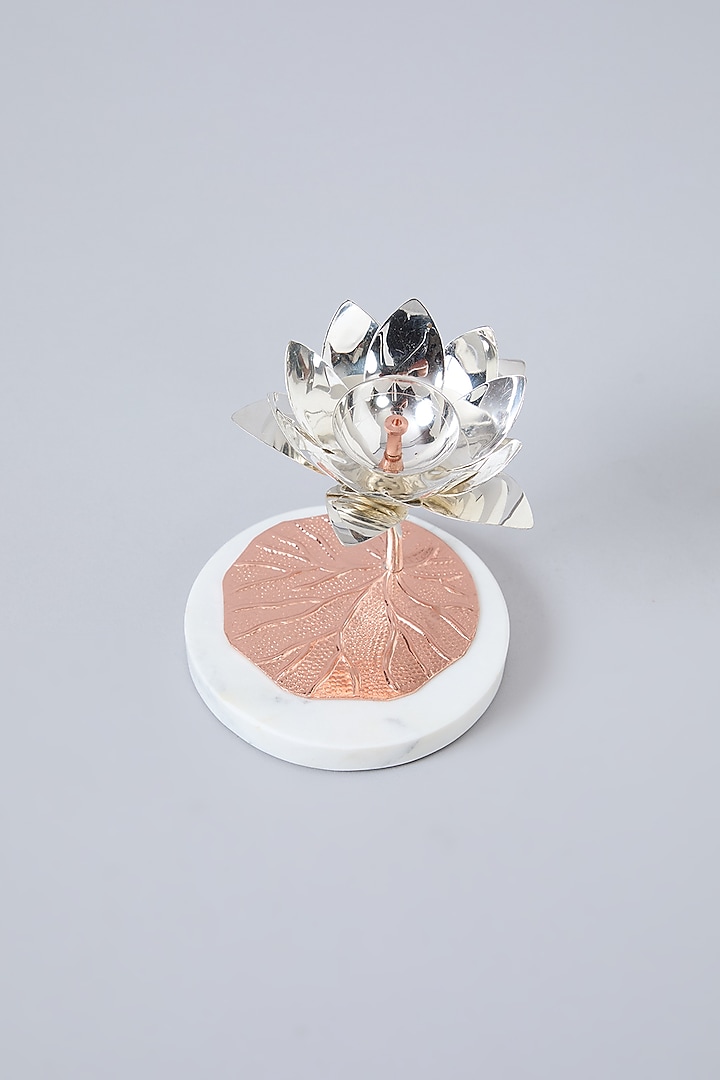 Silver Brass & Marble Candle Stand by Assemblage at Pernia's Pop Up Shop