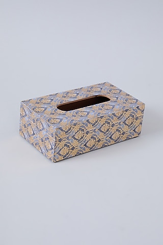 Cobalt Blue MDF Wood Moroccan Pattern Tissue Box by Assemblage