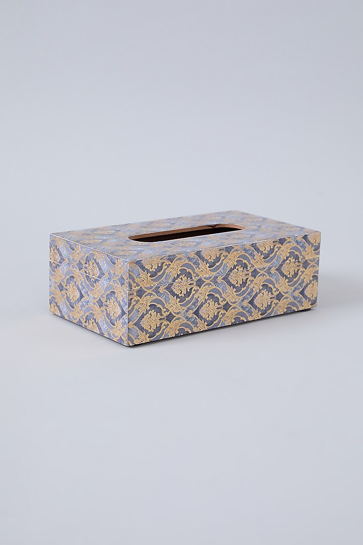 Cobalt Blue MDF Wood Moroccan Pattern Tissue Box by Assemblage at Pernia's Pop Up Shop