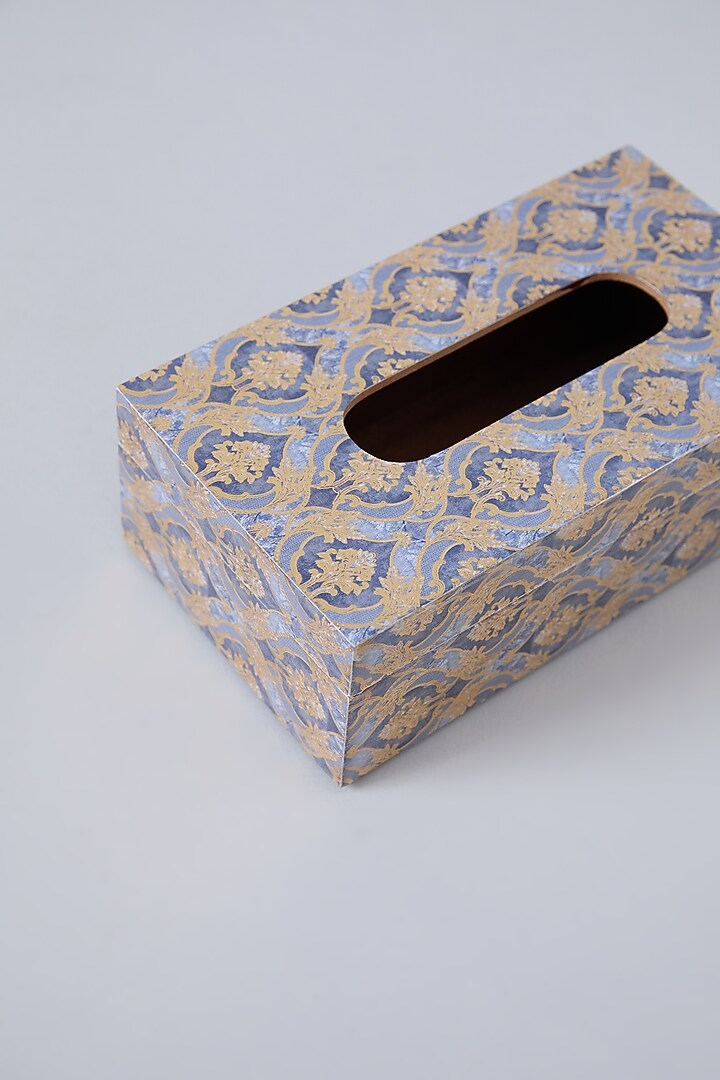 Cobalt Blue MDF Wood Moroccan Pattern Tissue Box by Assemblage at Pernia's Pop Up Shop