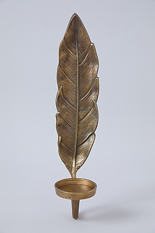 Gold Aluminium Wall Mounting Leaf Candle Stand by Assemblage