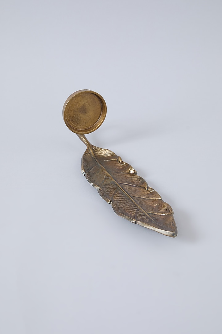 Gold Aluminium Wall Mounting Leaf Candle Stand by Assemblage at Pernia's Pop Up Shop