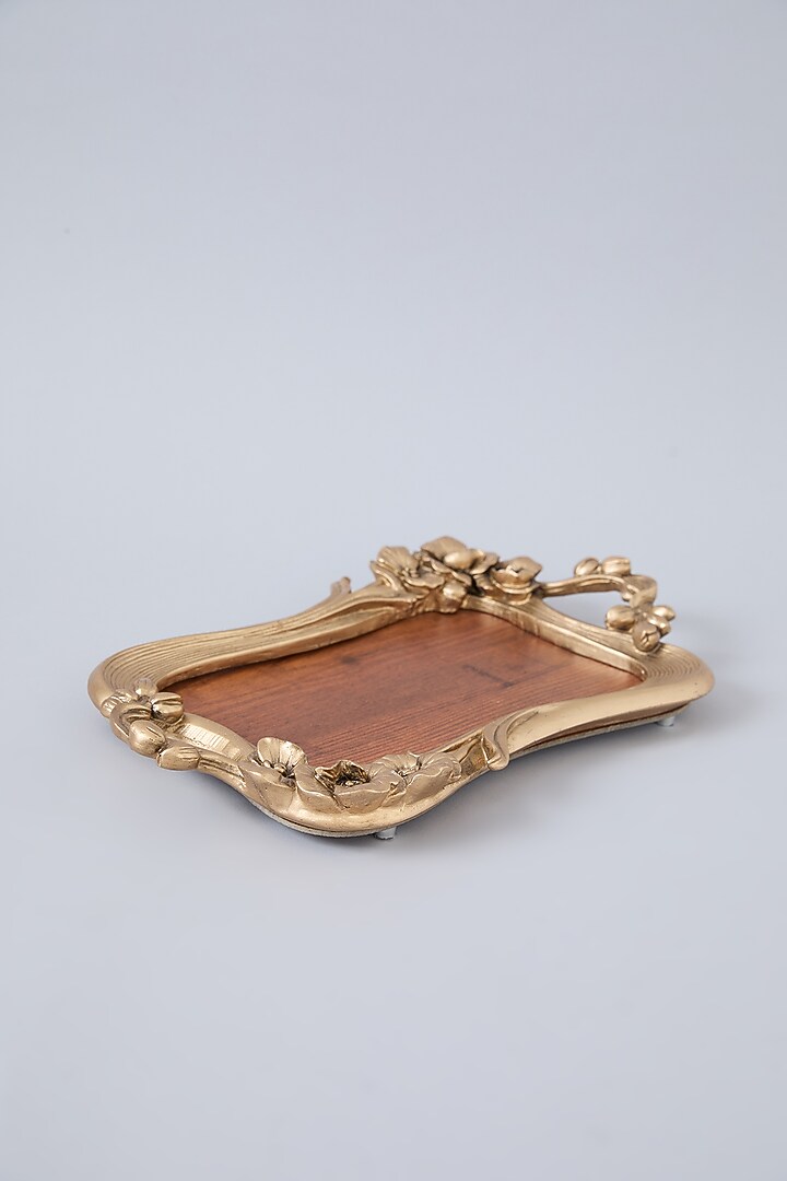 Gold Resin & Wood Floral Trinket Tray by Assemblage at Pernia's Pop Up Shop