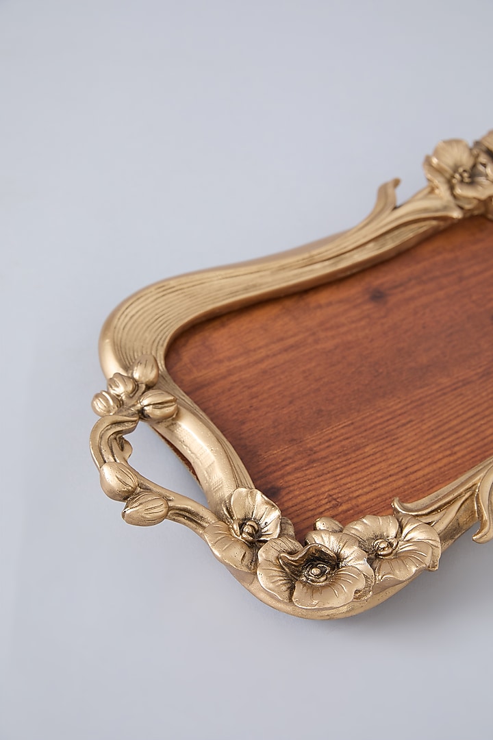 Gold Resin & Wood Floral Trinket Tray by Assemblage at Pernia's Pop Up Shop