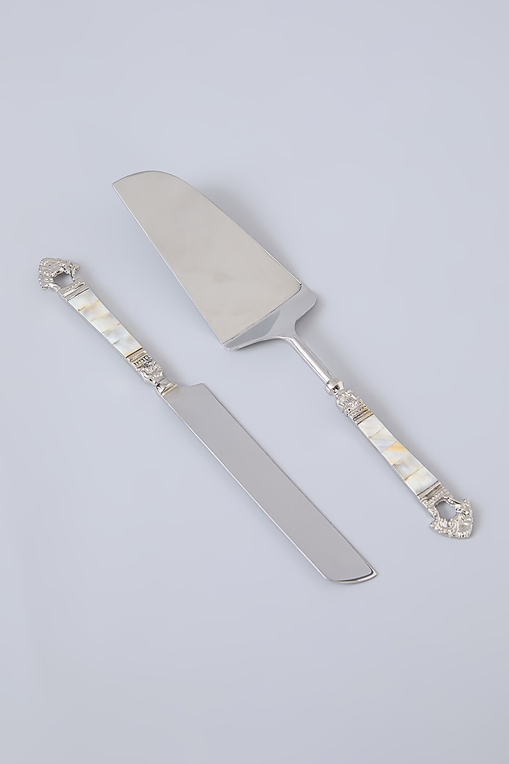 Silver Steel & Mother Of Pearl Cutlery Set Of 2 by Assemblage