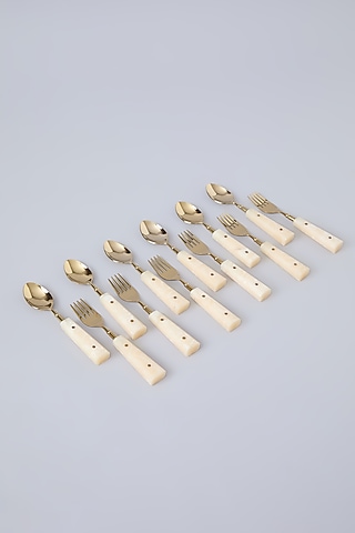 Gold PVD Coated & Steel Cutlery Set Of 12 by Assemblage