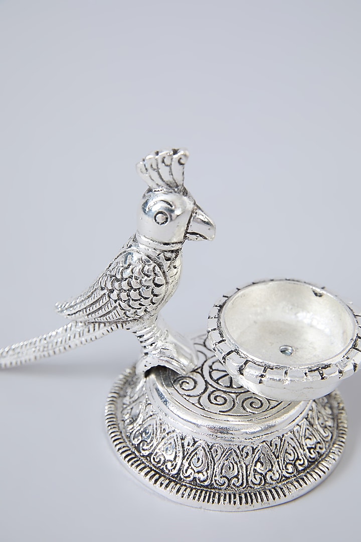 Antique Silver Finish German Silver Parrot Tea Light Holder (Set of 2) by Assemblage at Pernia's Pop Up Shop