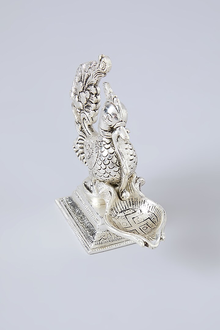 German Silver Dancing Peacock Diya by Assemblage at Pernia's Pop Up Shop