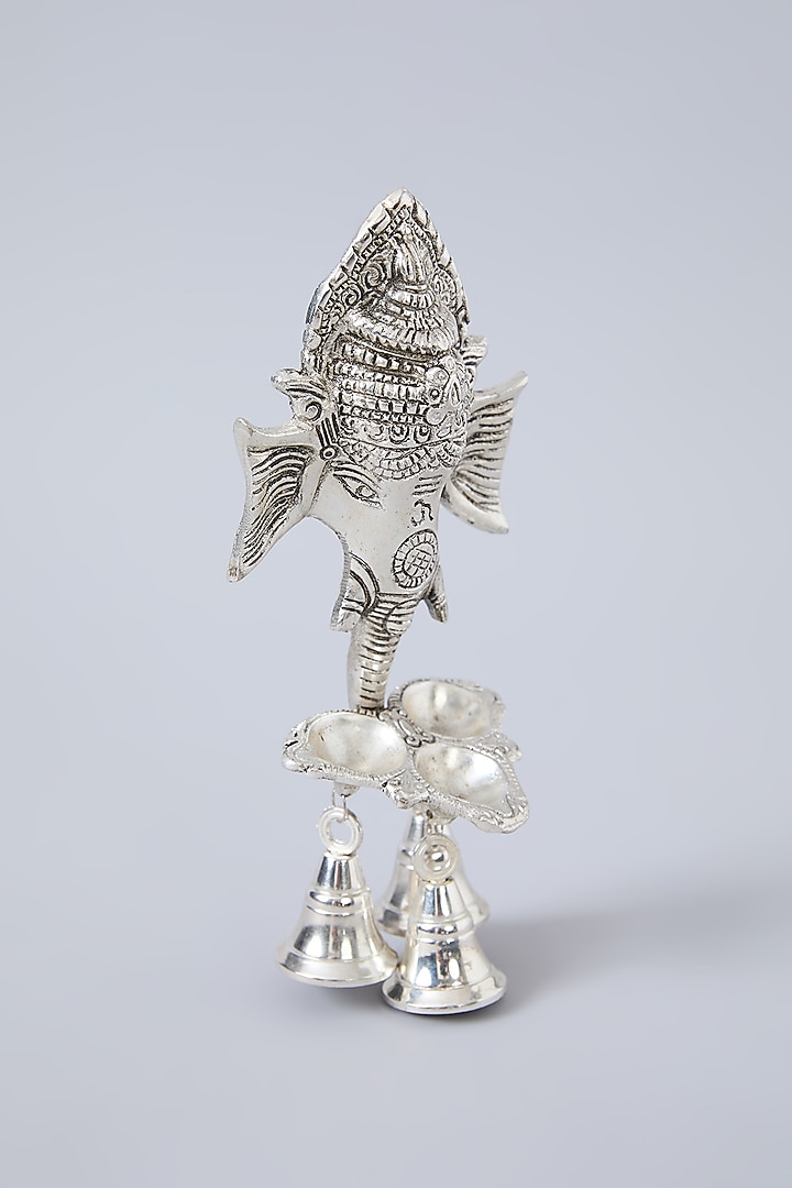 German Silver Ganesha Wall Hanging With Diya by Assemblage at Pernia's Pop Up Shop