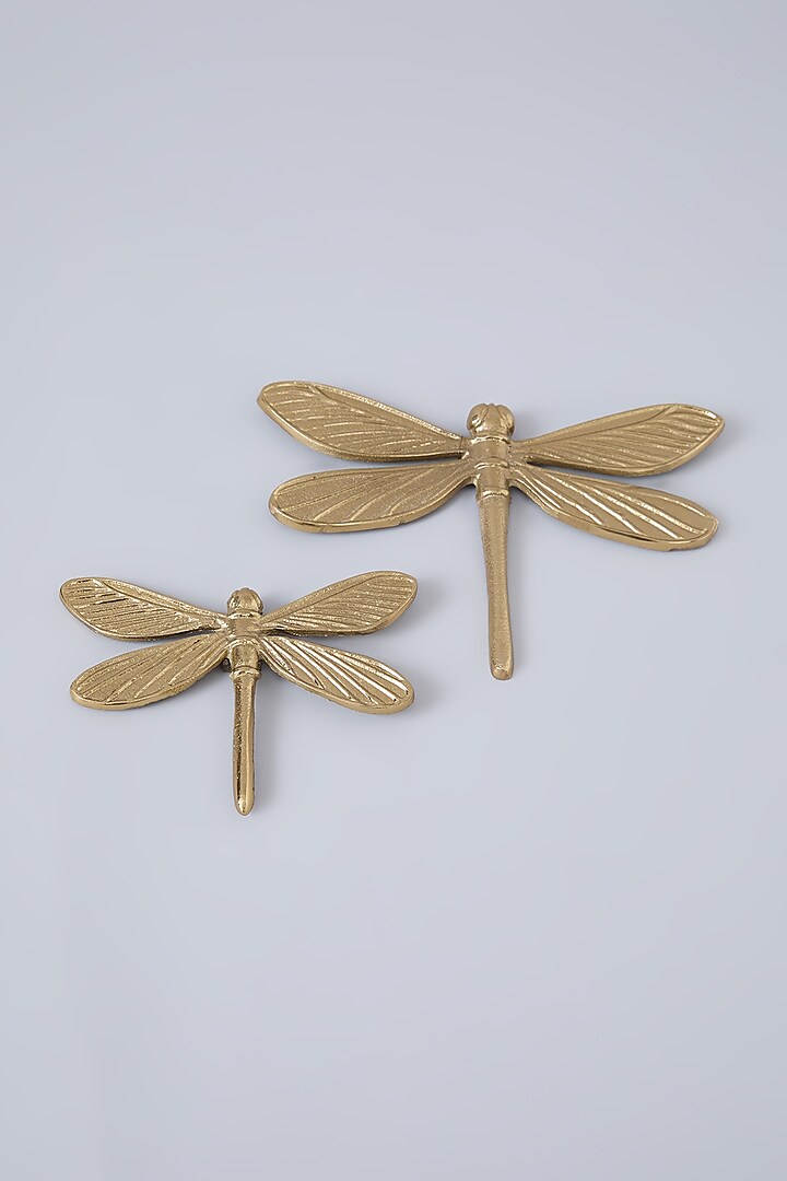 Gold Aluminium Dragonfly (Set Of 2) by Assemblage