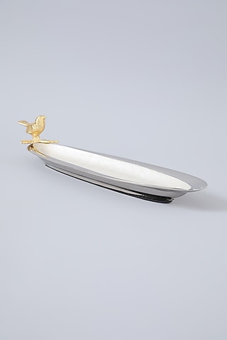 Ivory Aluminium Enameled Long Oval Platter by Assemblage