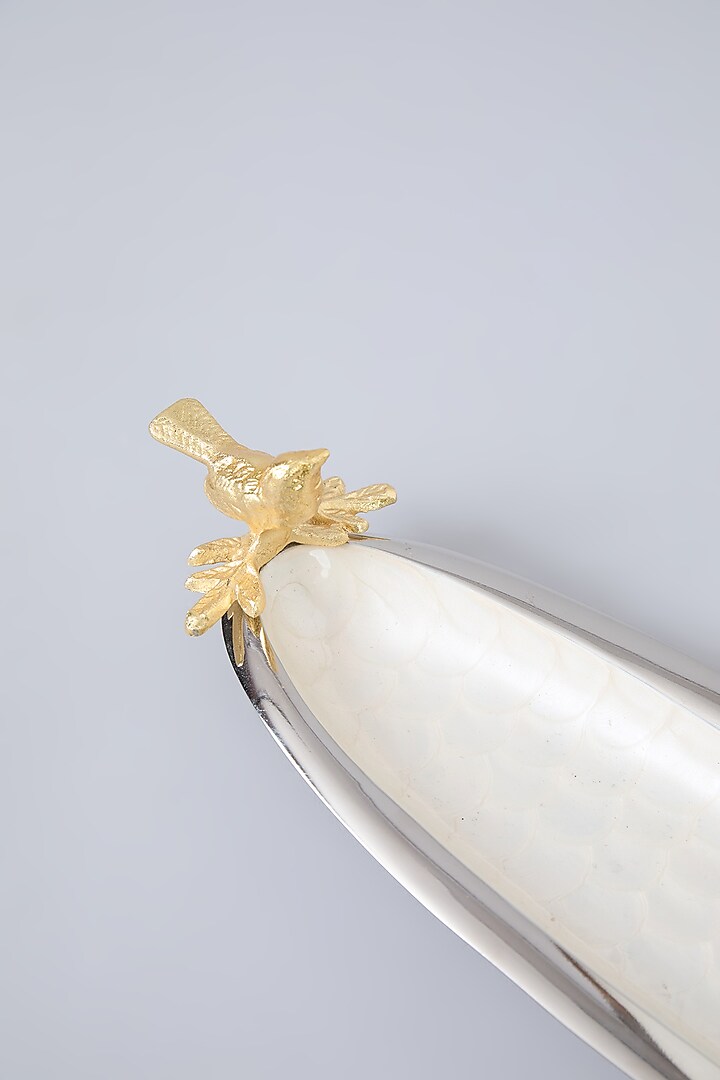 Ivory Aluminium Enameled Long Oval Platter by Assemblage at Pernia's Pop Up Shop