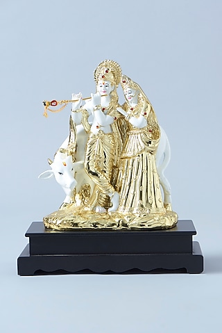 Gold Resin Lord Radha & Krishna Idol by Assemblage