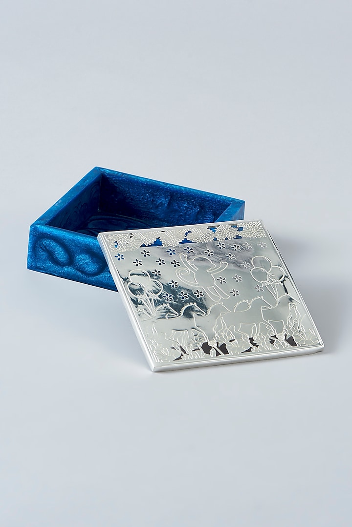 Silver & Blue Brass Gift Box by Assemblage