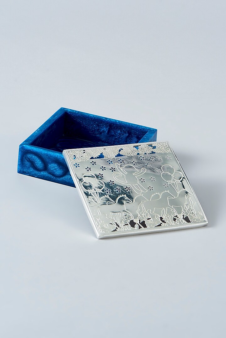 Silver & Blue Brass Gift Box by Assemblage at Pernia's Pop Up Shop