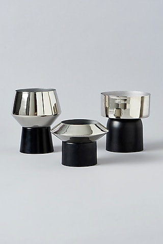 Black & Silver Metal Planter Set by Assemblage