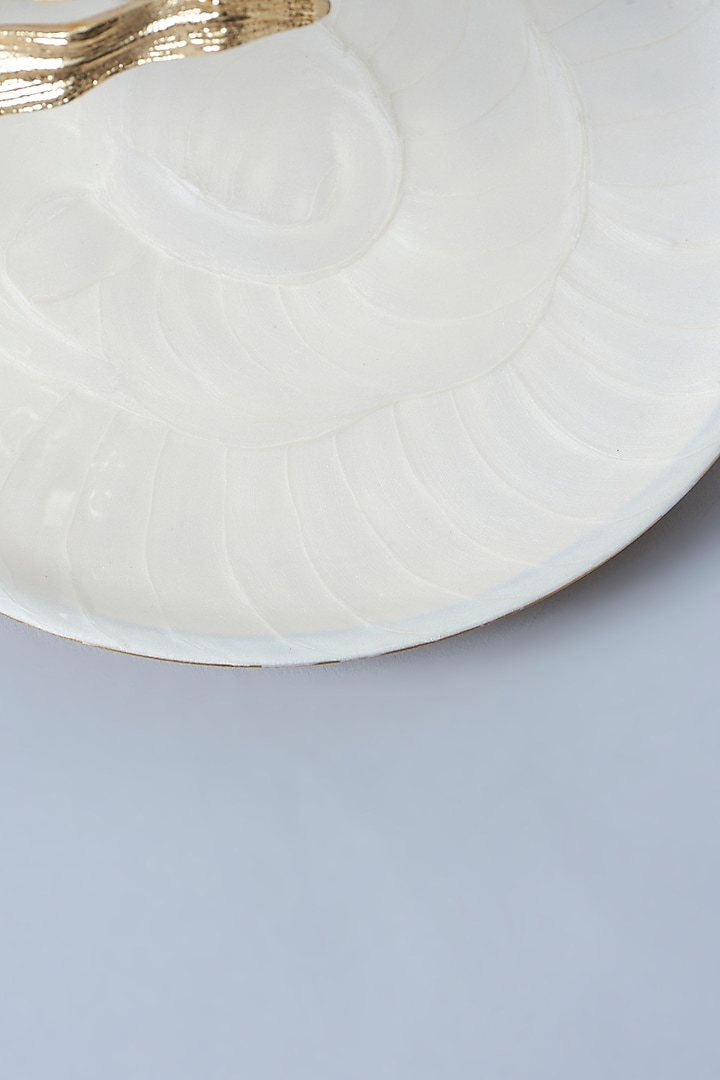 White & Gold Aluminum Platter With Bowl by Assemblage at Pernia's Pop Up Shop