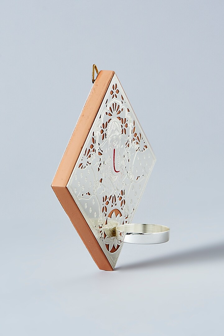 Silver & Peach Brass Tealight Holder by Assemblage at Pernia's Pop Up Shop