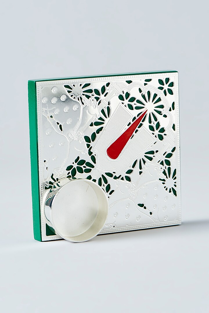 Silver & Green Brass Tealight Holder by Assemblage at Pernia's Pop Up Shop
