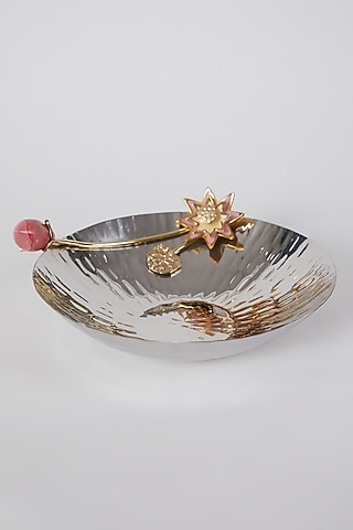 Pink Stainless Steel & Brass Bowl by Assemblage