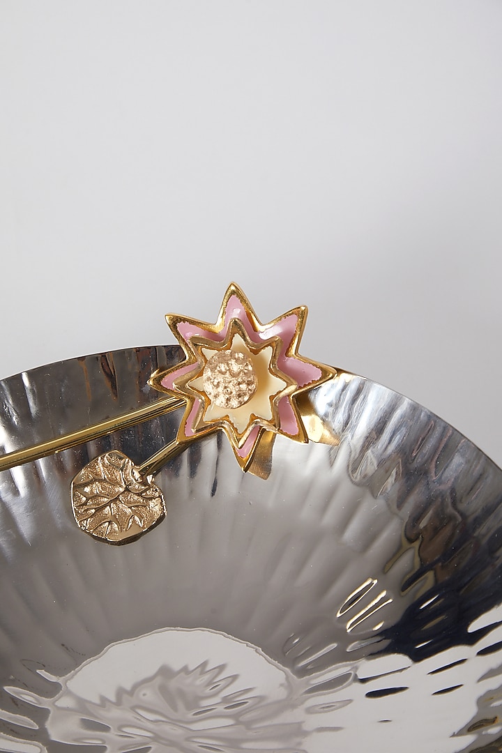 Pink Stainless Steel & Brass Bowl by Assemblage at Pernia's Pop Up Shop