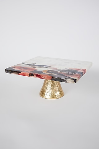 Antique Gold Marble Cake Stand by Assemblage