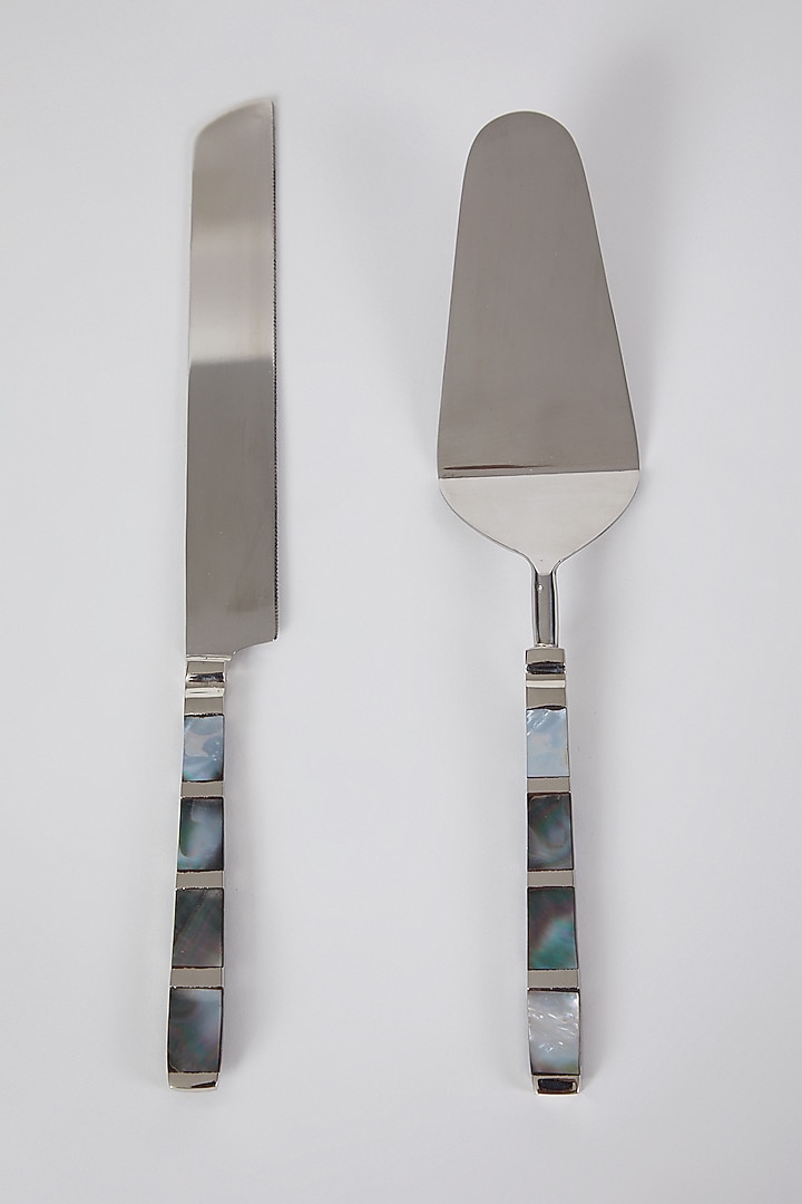 Silver Stainless Steel Knife & Spatula Cutlery Set by Assemblage at Pernia's Pop Up Shop