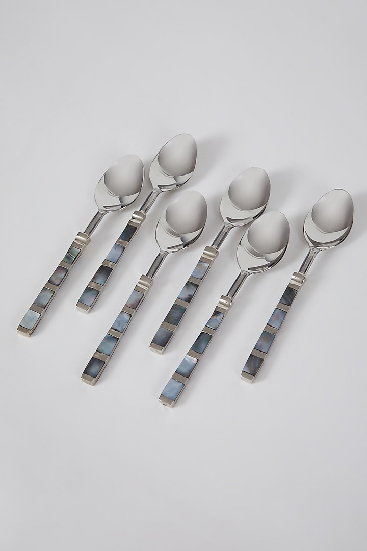 Silver Stainless Steel Spoon Set (Set of 6) by Assemblage