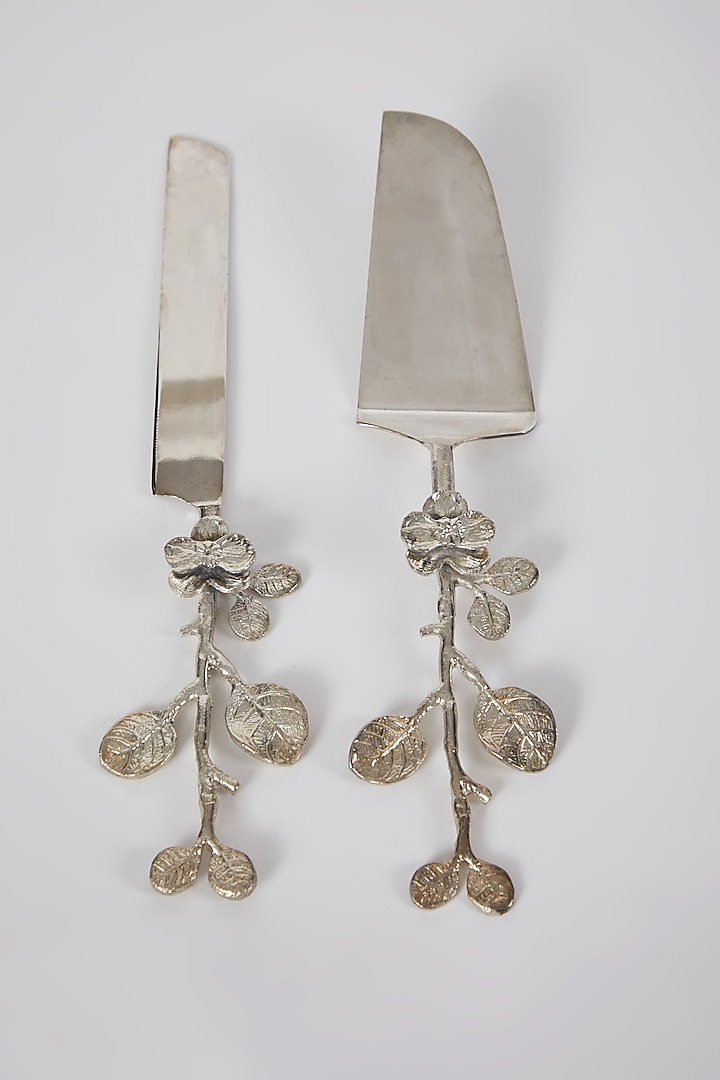 Silver Stainless Steel & Brass Knife & Spatula Set by Assemblage at Pernia's Pop Up Shop