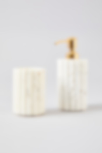 Fluted White Marble Bathroom Organizer Set by Assemblage at Pernia's Pop Up Shop