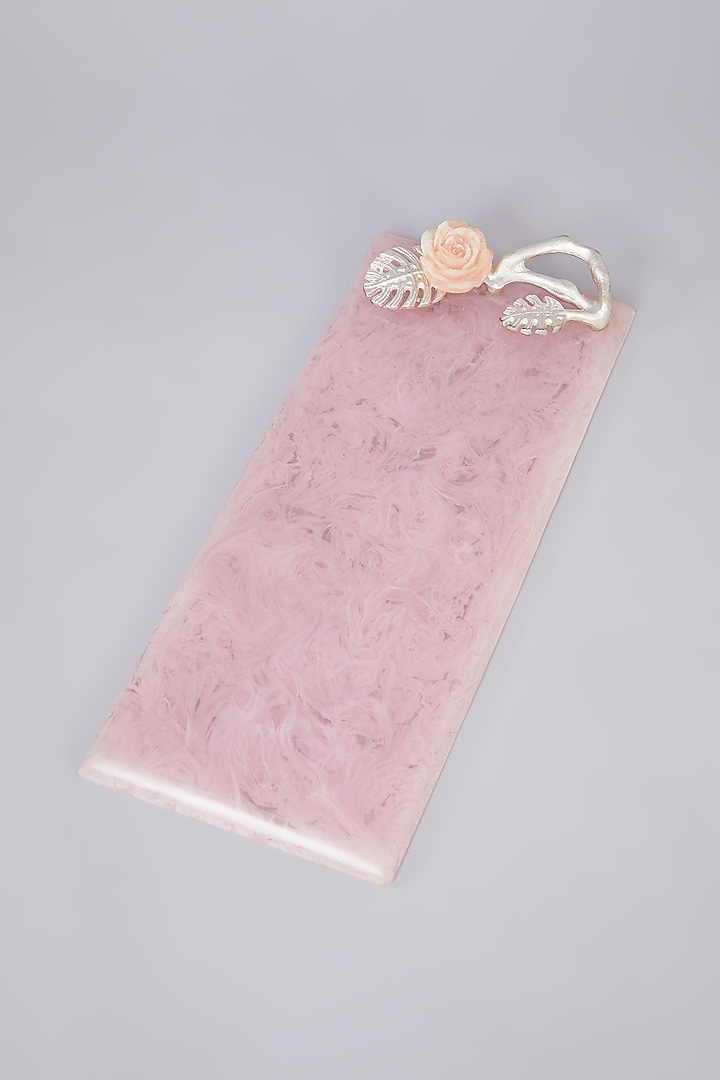 Pink Rose Resin Platter Tray by Assemblage
