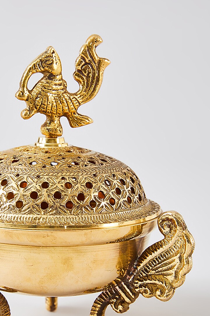 Golden Brass Peacock Loban Holder Bowl by Assemblage at Pernia's Pop Up Shop