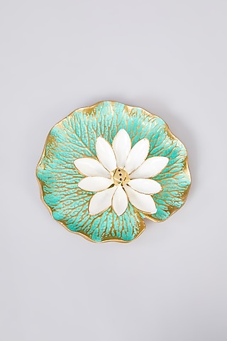 White Brass Metal Lotus Incence Holder by Assemblage