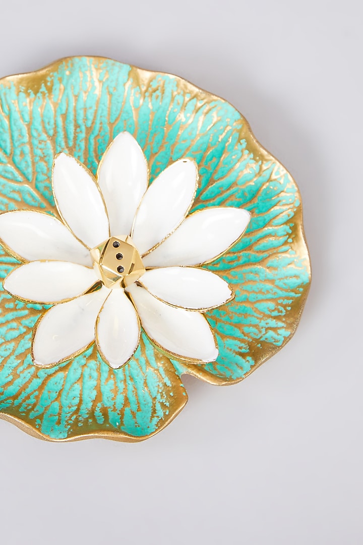 White Brass Metal Lotus Incence Holder by Assemblage at Pernia's Pop Up Shop