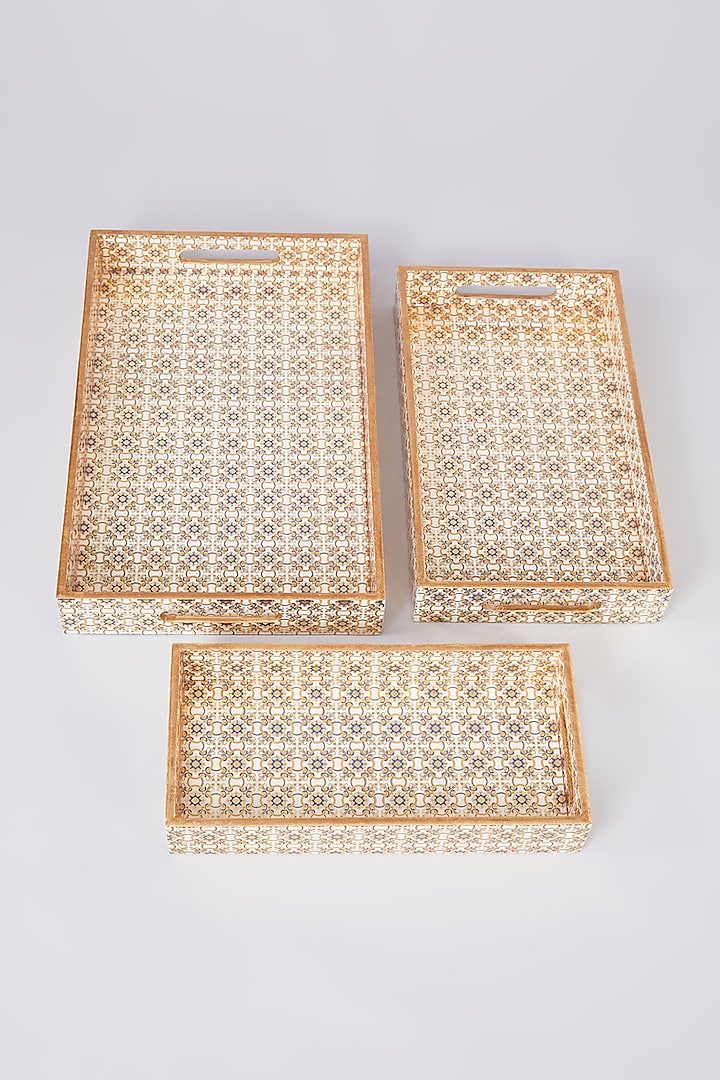 Morocco Gold MDF Wood Tray Set by Assemblage