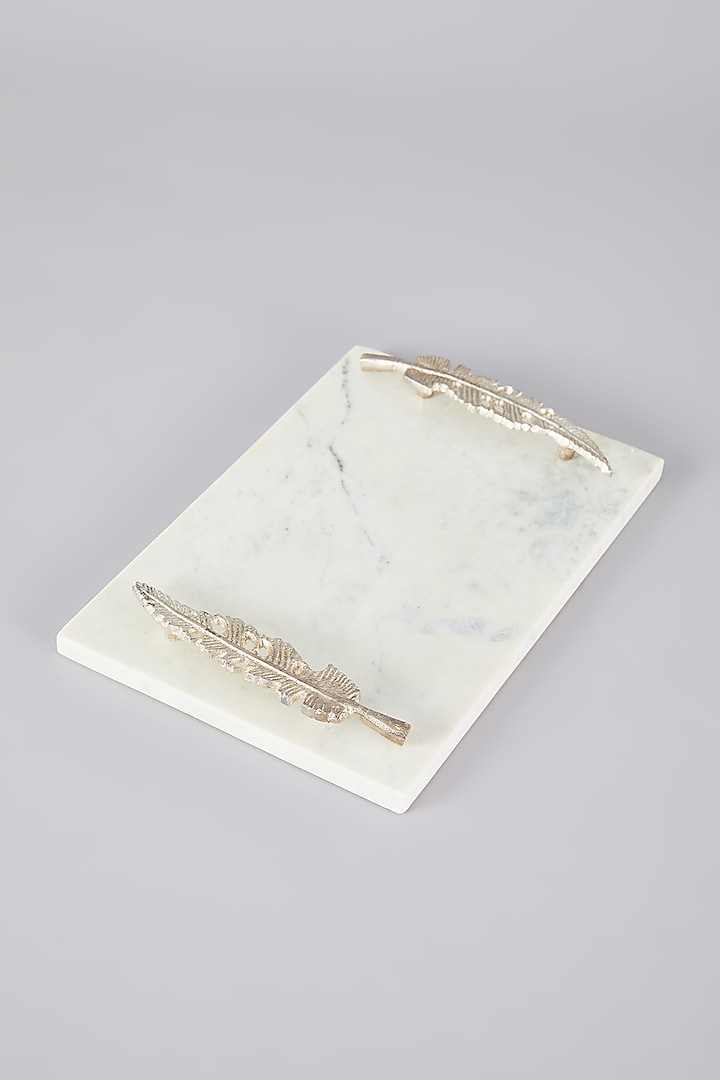 White & Silver Marble Tray by Assemblage