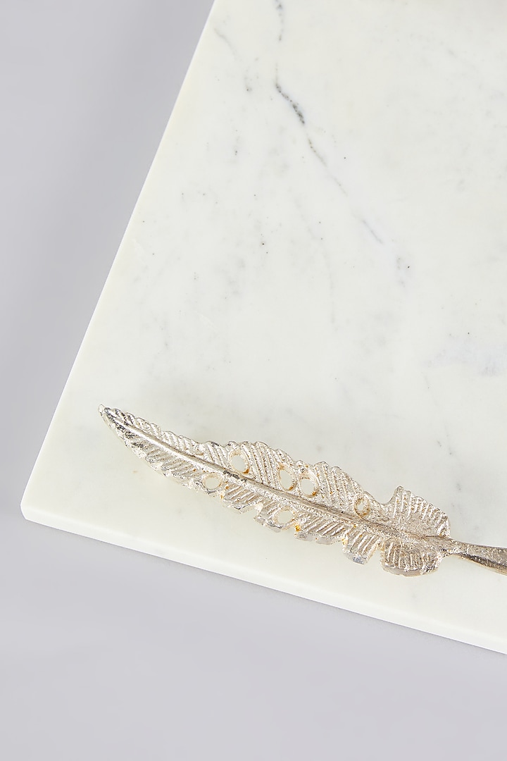 White & Silver Marble Tray by Assemblage at Pernia's Pop Up Shop