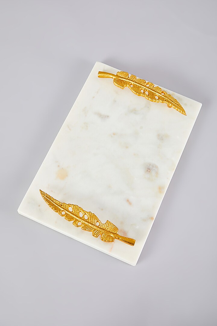 White & Gold Marble Tray by Assemblage at Pernia's Pop Up Shop
