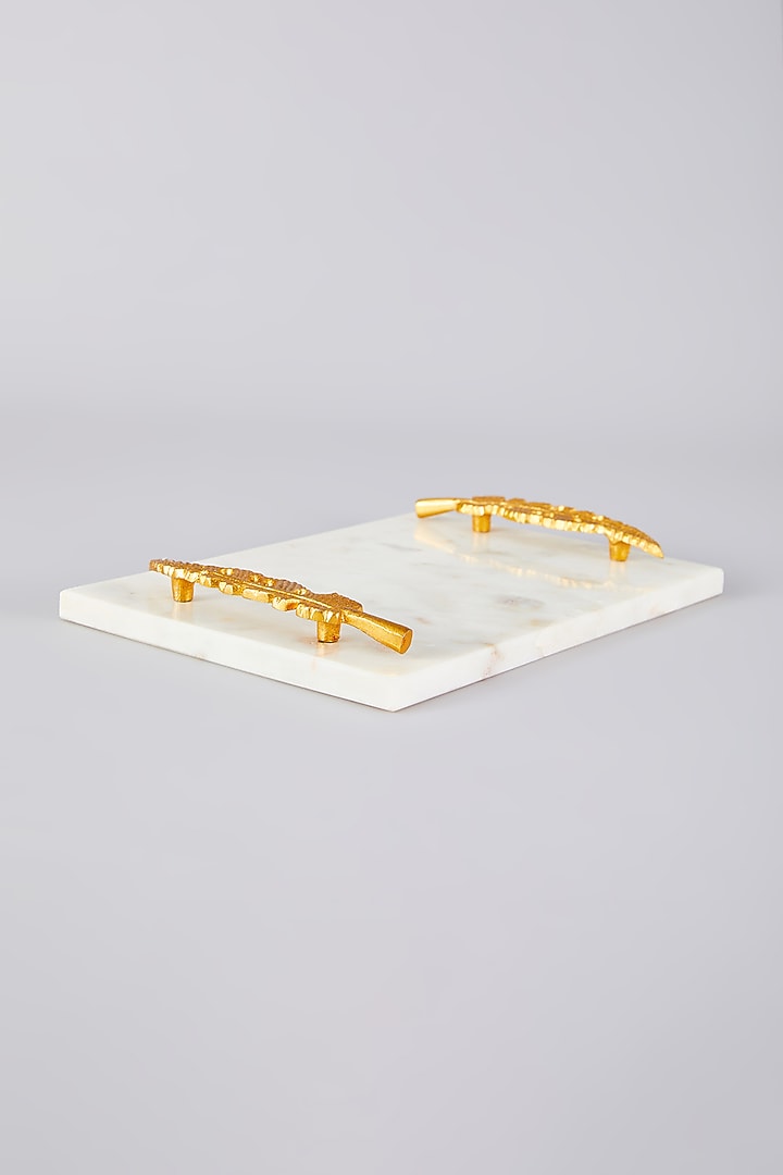 White & Gold Marble Tray by Assemblage at Pernia's Pop Up Shop