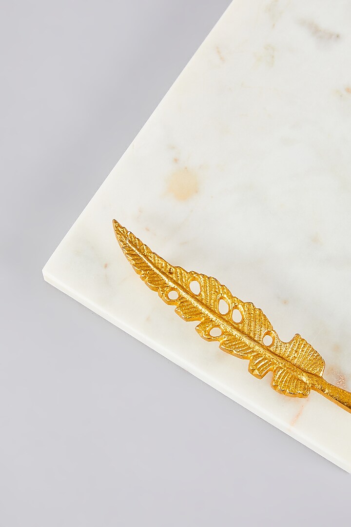 White & Gold Marble Tray by Assemblage at Pernia's Pop Up Shop
