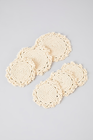 Ivory Macrame Coaster Set by Assemblage
