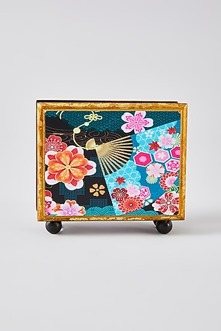 Multi-Colored MDF Wood Floral Printed Tissue Holder by Assemblage