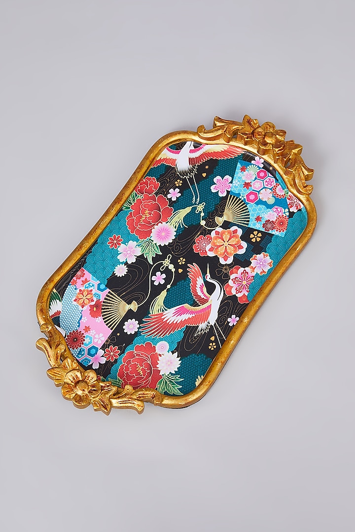 Multi-Colored MDF Wood Floral Digital Printed Tray by Assemblage at Pernia's Pop Up Shop