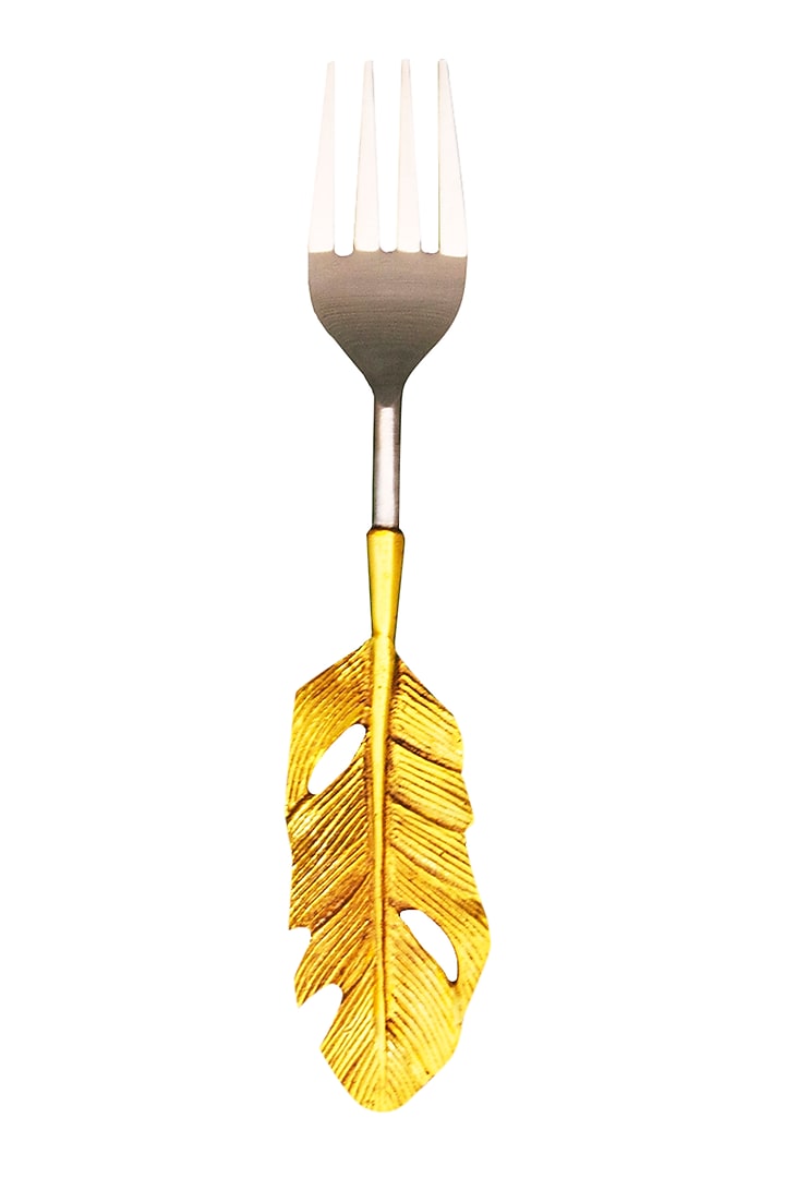 Vintage Gold & Silver Feather Forks (Set of 6) by Assemblage at Pernia's Pop Up Shop