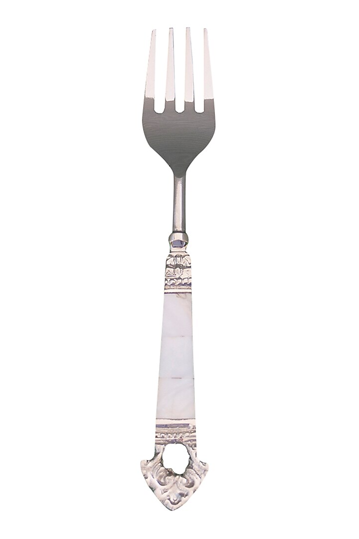 Ivory & Silver Mother of Pearl Taj Forks (Set of 6) by Assemblage at Pernia's Pop Up Shop